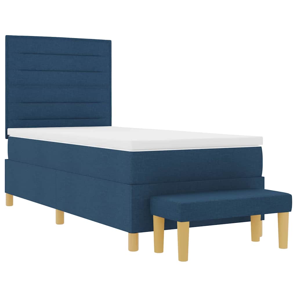 Boxspringbett mit Kopfteil Blau 200 x 90 cm Stoff