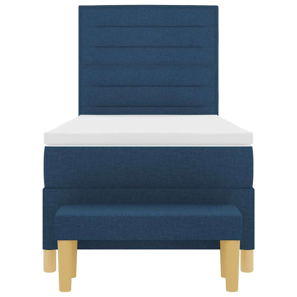 Boxspringbett mit Kopfteil Blau 200 x 90 cm Stoff
