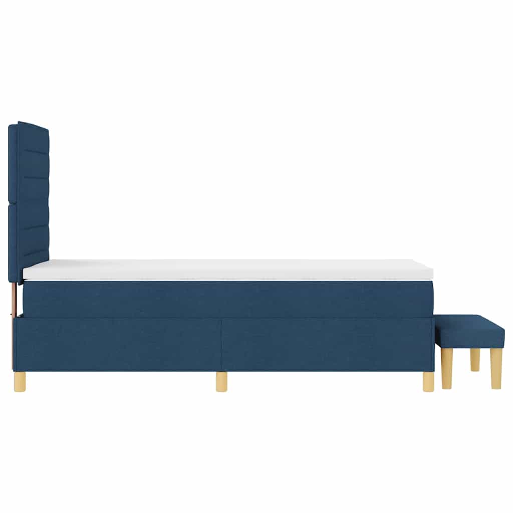 Boxspringbett mit Kopfteil Blau 200 x 90 cm Stoff