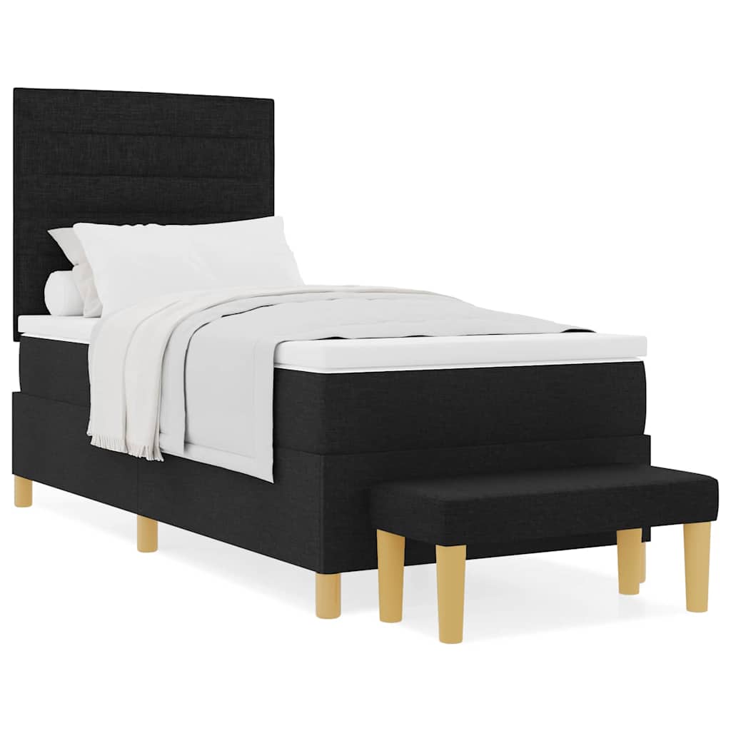Boxspringbett mit Matratze Schwarz 90 x 190 cm Stoff