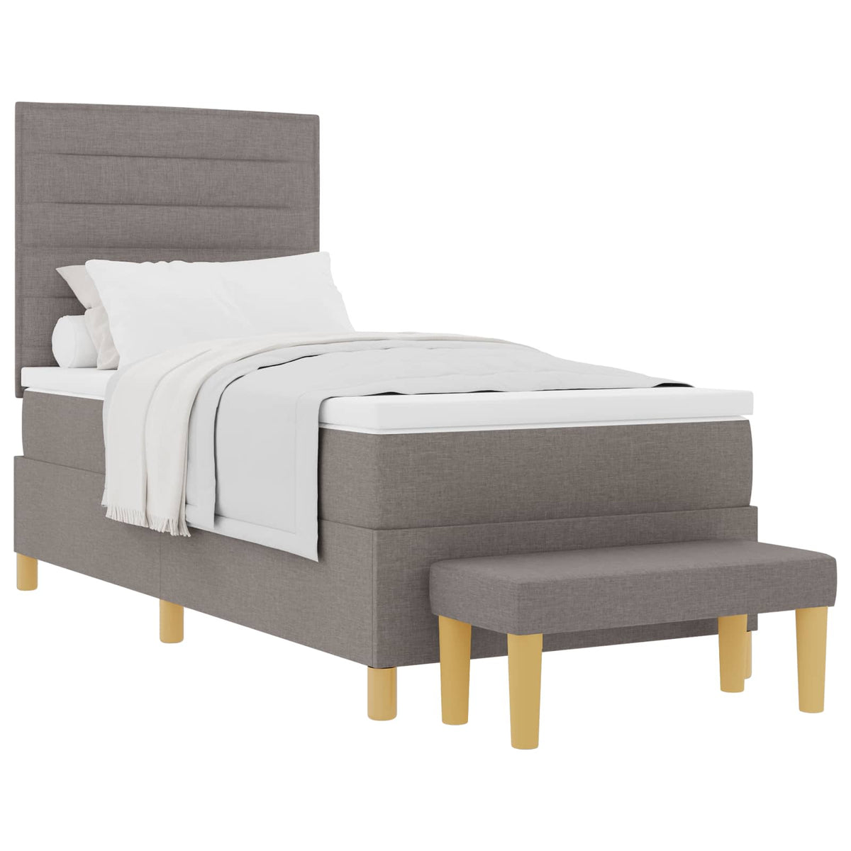Boxspringbett mit Kopfteil Taupe 200 x 90 cm Stoff
