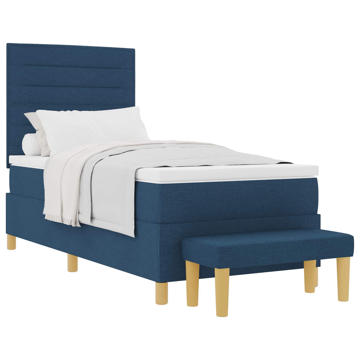 Boxspringbett mit Kopfteil Blau 200 x 90 cm Stoff