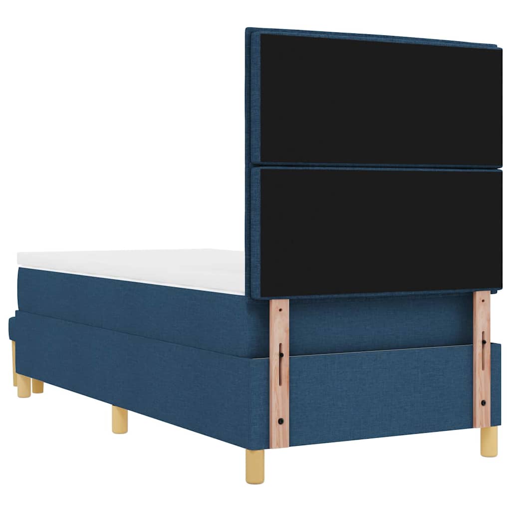 Boxspringbett mit Kopfteil Blau 200 x 90 cm Stoff