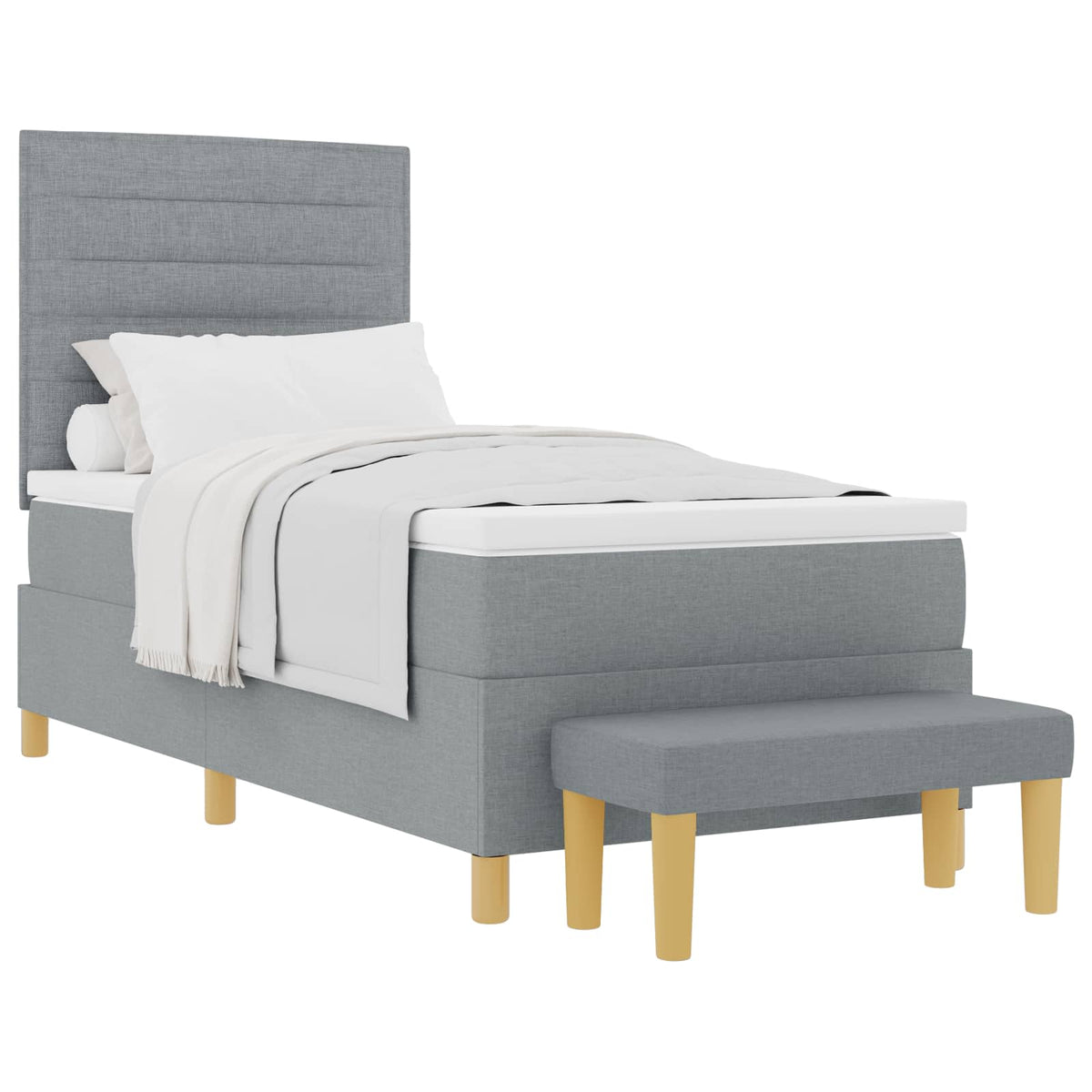 Boxspringbett mit Kissen Hellgrau 200 x 90 cm Stoff