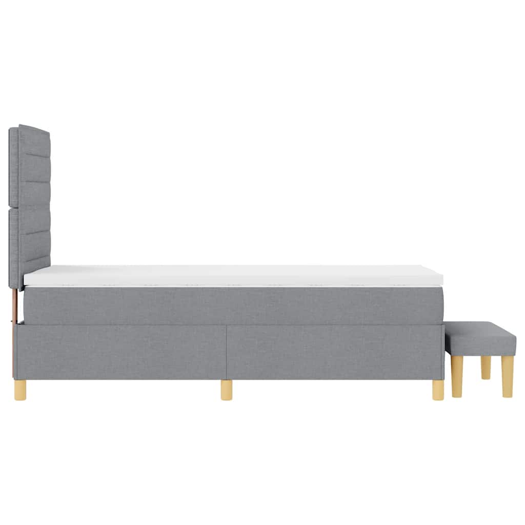 Boxspringbett mit Kissen Hellgrau 200 x 90 cm Stoff