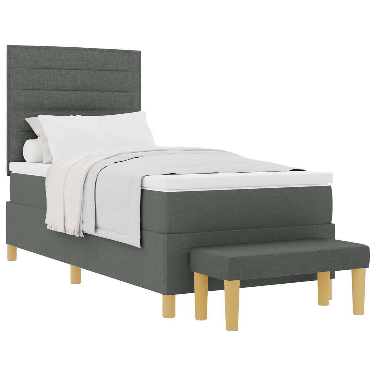 Boxspringbett mit Kopfteil Dunkelgrau 200 x 90 cm Stoff