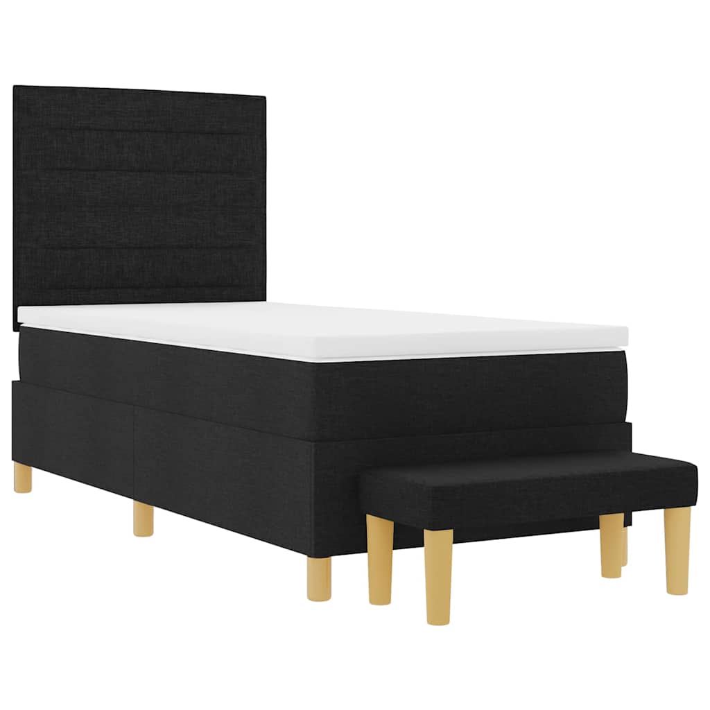 Boxspringbett mit Kopfteil Schwarz 200 x 90 cm Stoff