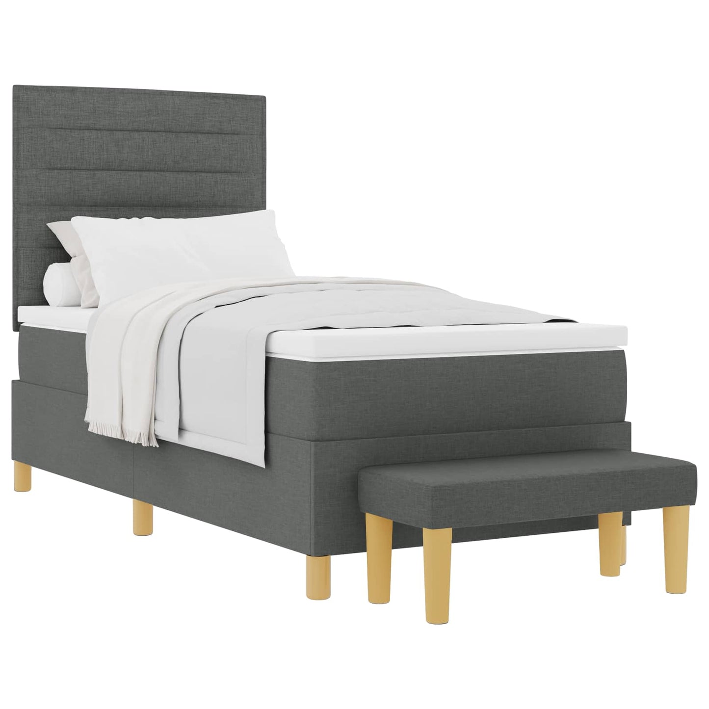 Boxspringbett mit Kissen Dunkelgrau 200 x 90 cm Stoff
