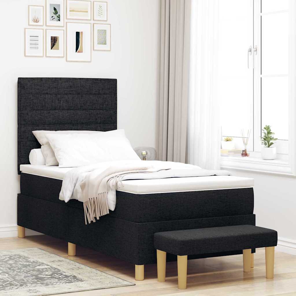 Boxspringbett mit Kopfteil Schwarz 200 x 90 cm Stoff