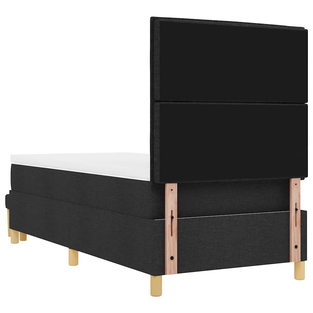 Boxspringbett mit Kopfteil Schwarz 200 x 90 cm Stoff