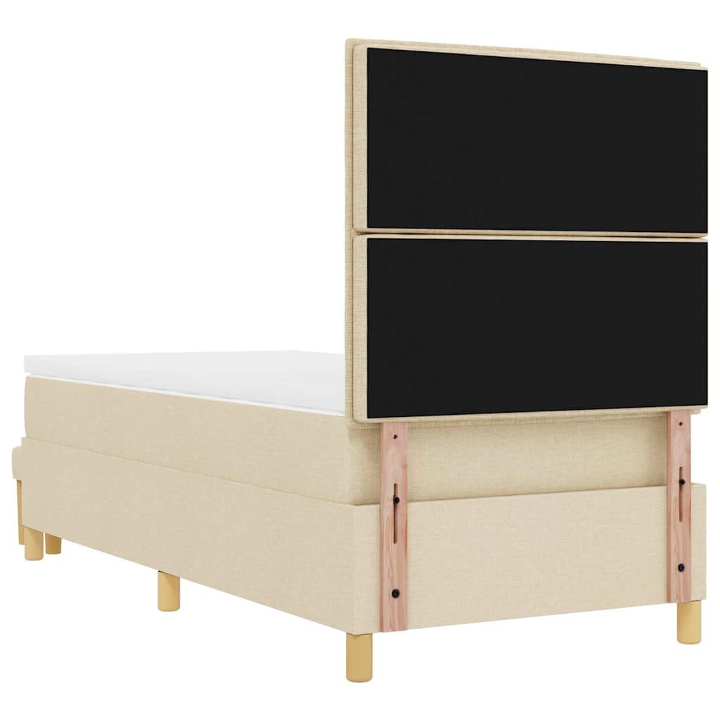 Boxspringbett mit Kissen mit Kopfteil Creme 200 x 90 cm Stoff
