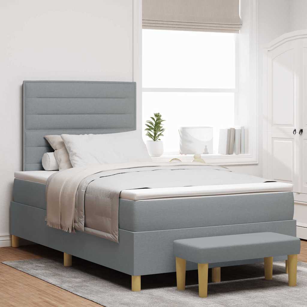 Boxspringbett mit Kopfteil Hellgrau 190 x 120 cm Stoff