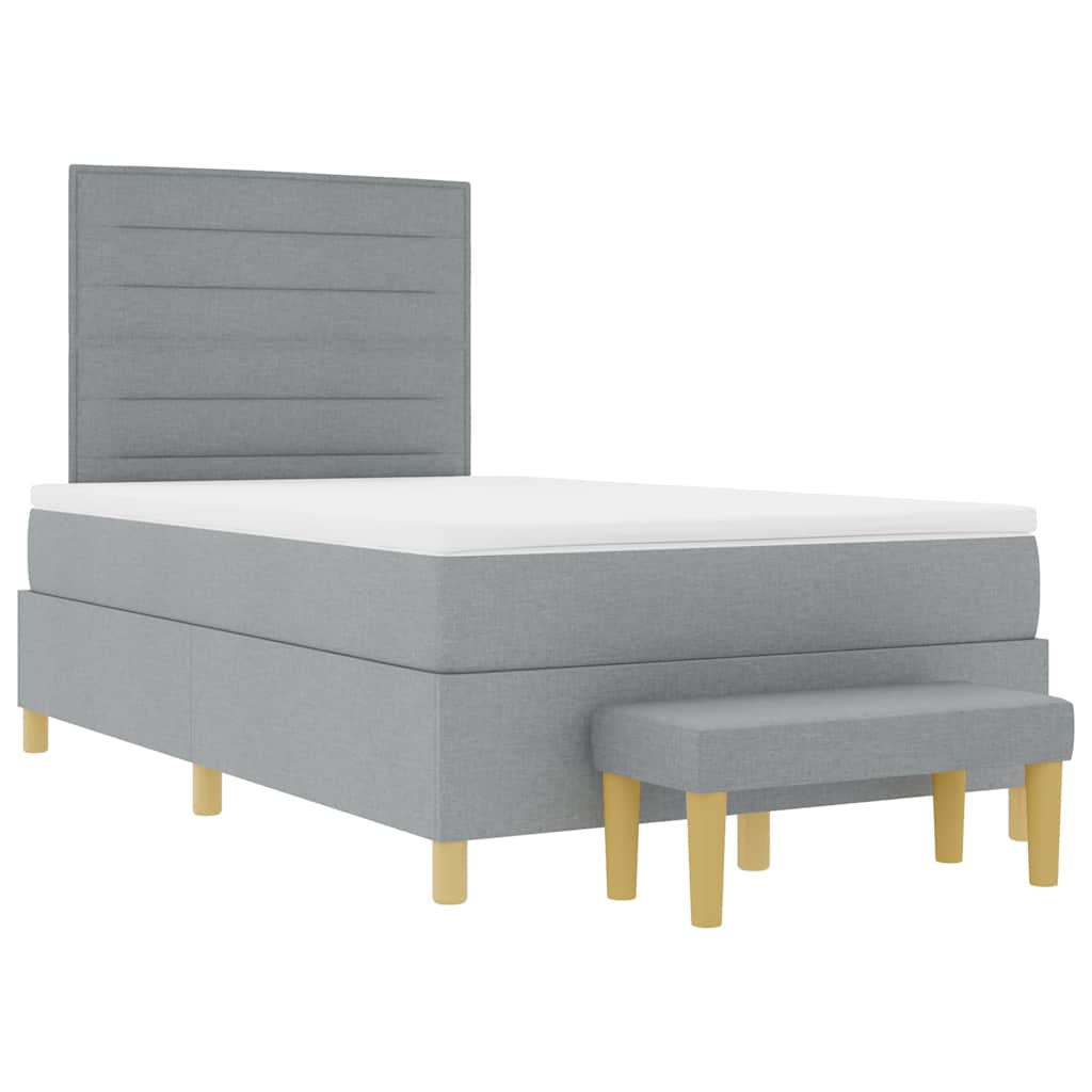 Boxspringbett mit Kopfteil Hellgrau 190 x 120 cm Stoff