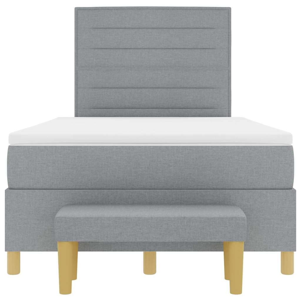 Boxspringbett mit Kopfteil Hellgrau 190 x 120 cm Stoff
