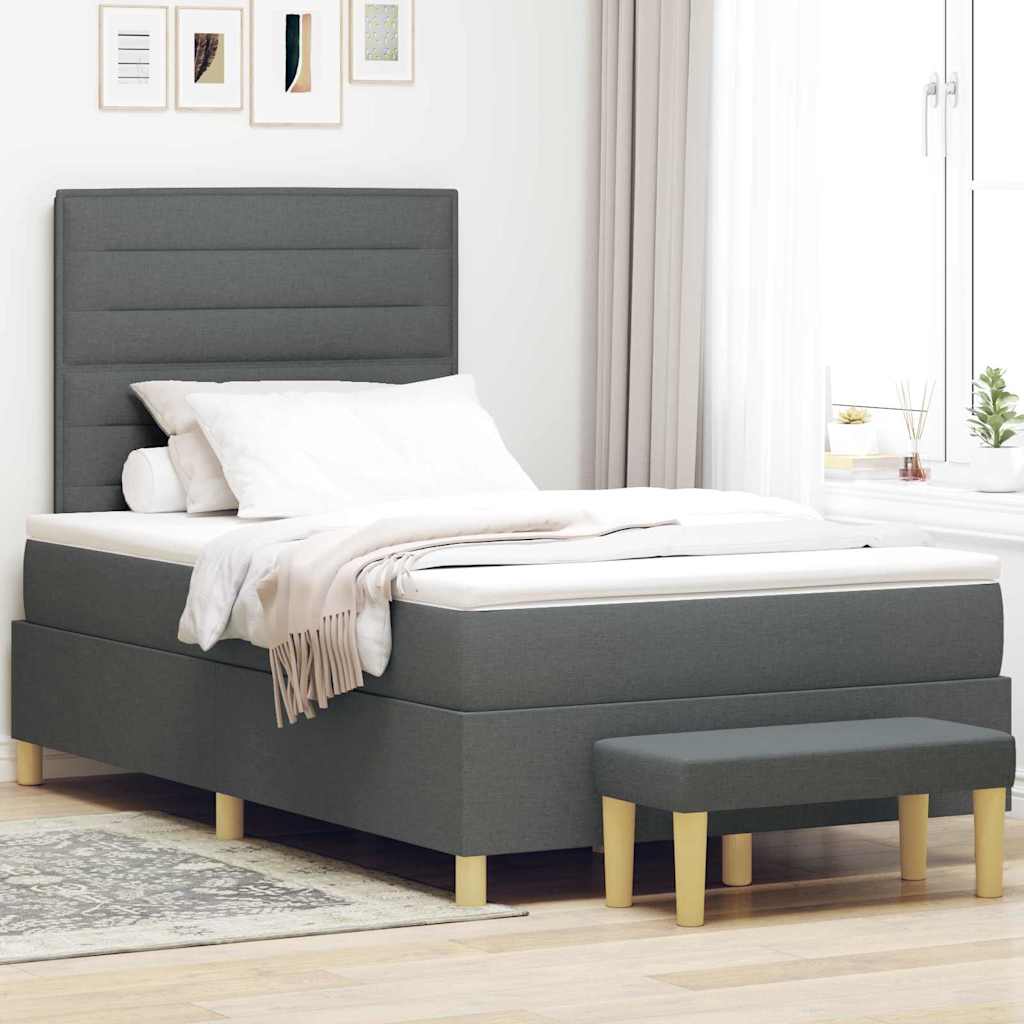 Boxspringbett mit Kopfteil Dunkelgrau 190 x 120 cm Stoff
