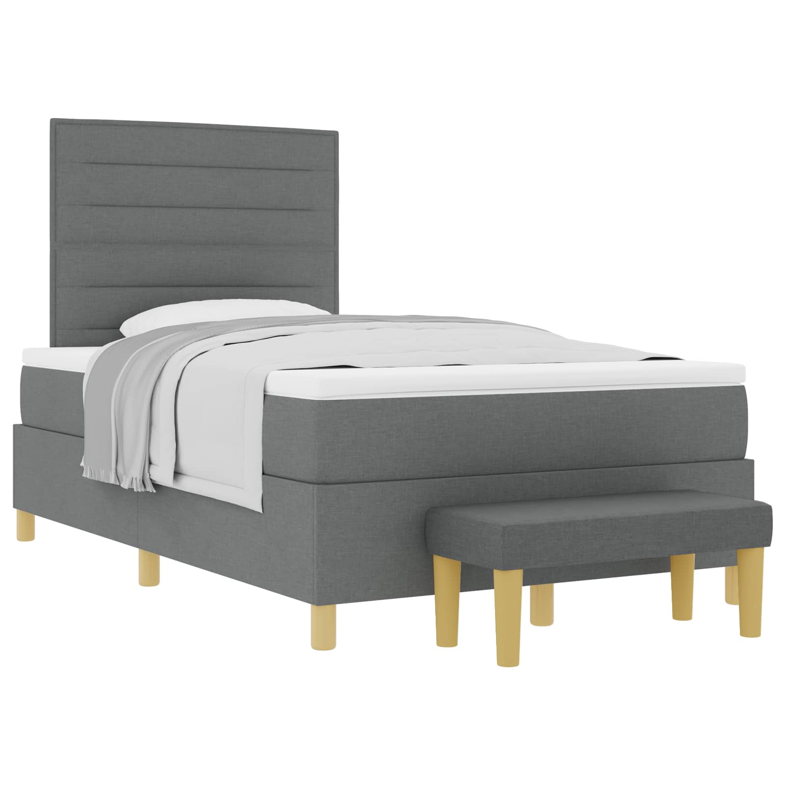 Boxspringbett mit Kopfteil Dunkelgrau 190 x 120 cm Stoff