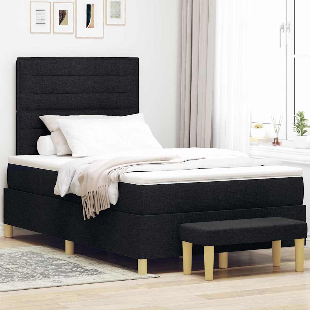 Boxspringbett mit Kopfteil Schwarz 190 x 120 cm Stoff