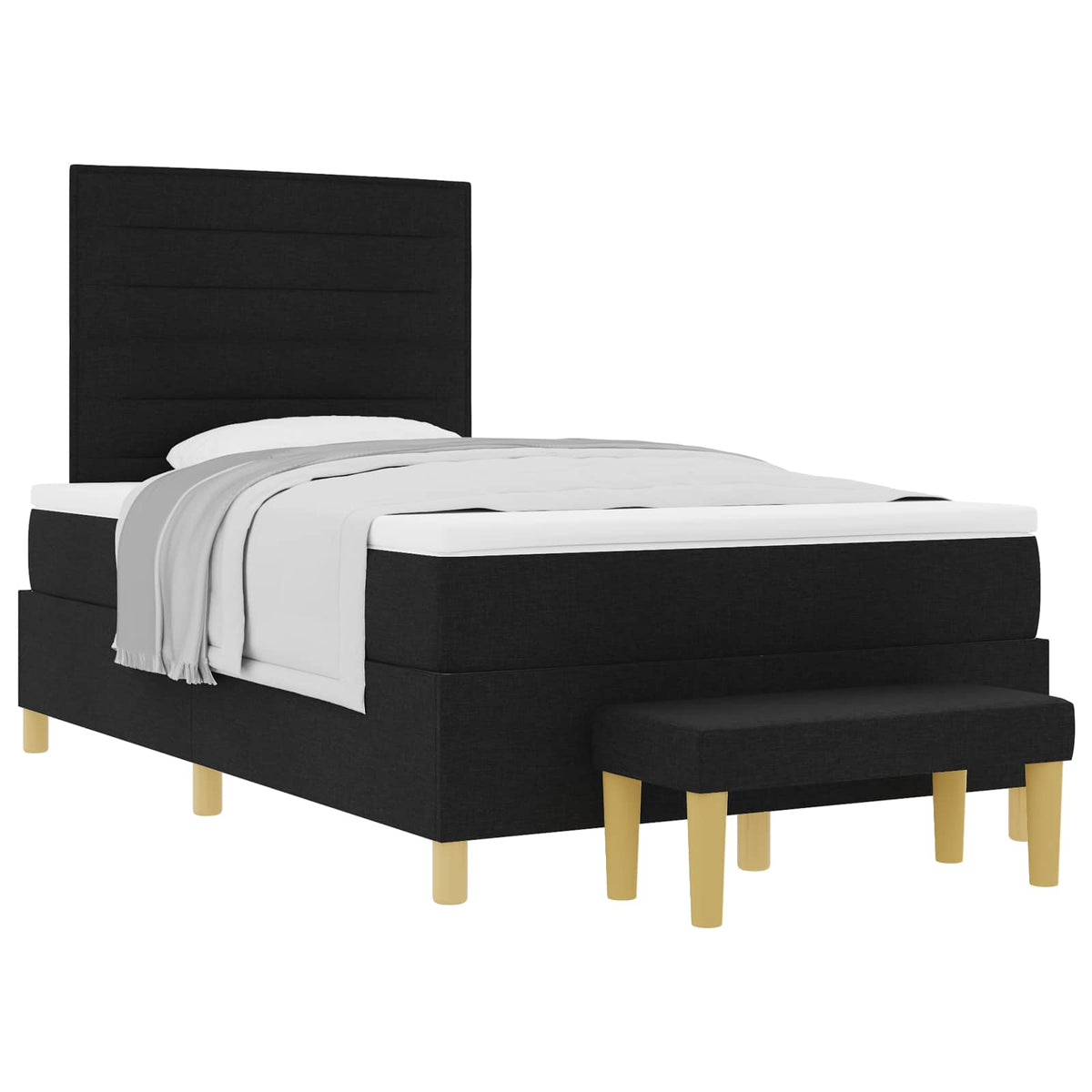 Boxspringbett mit Kopfteil Schwarz 190 x 120 cm Stoff