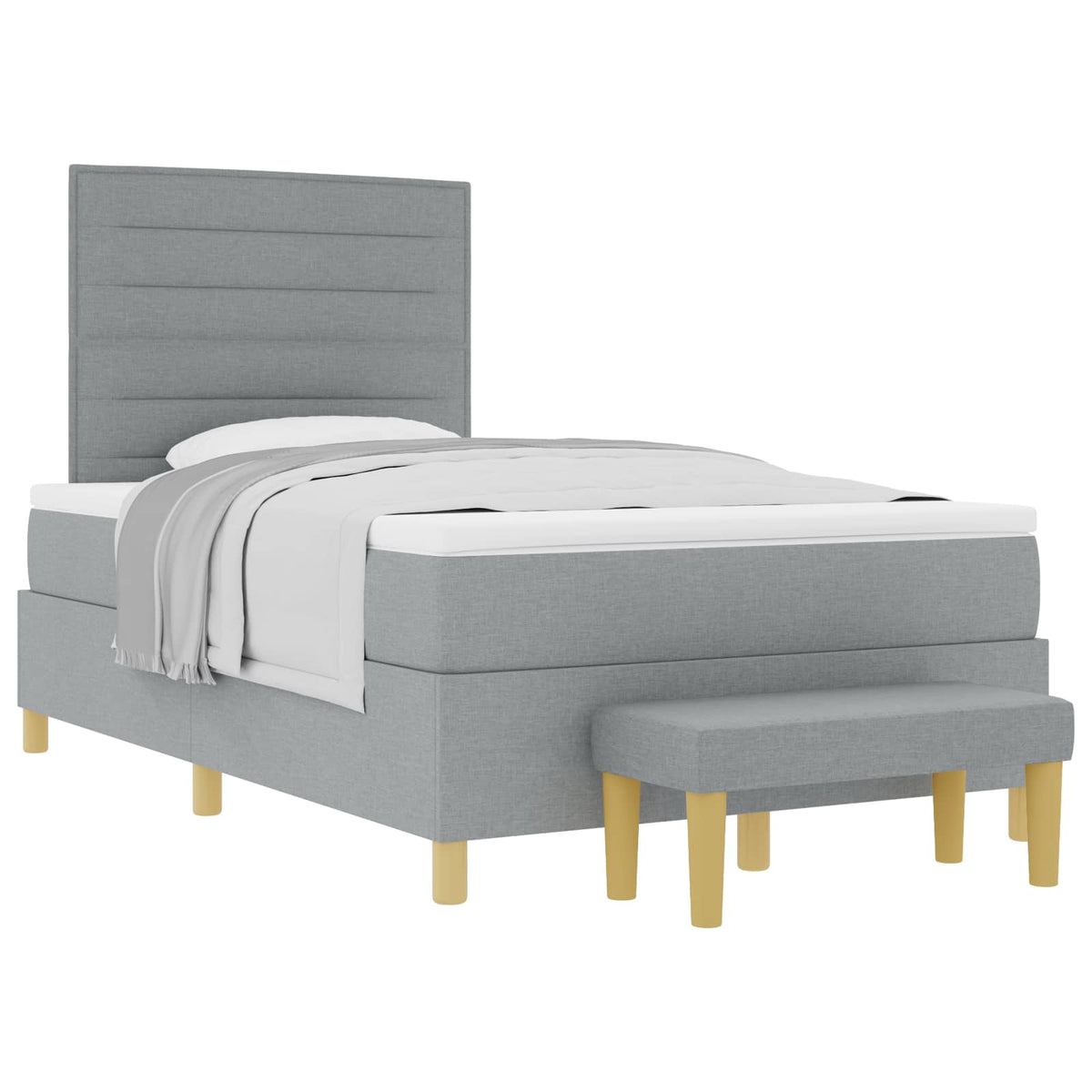 Boxspringbett mit Kopfteil Hellgrau 200 x 120 cm Stoff