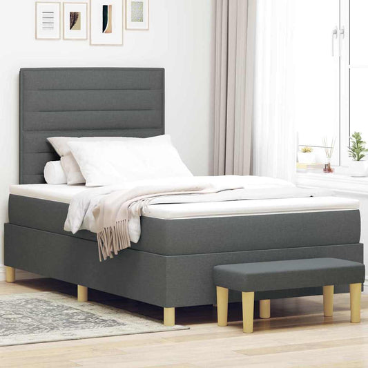 Boxspringbett mit Matratze Dunkelgrau 120 x 200 cm Stoff