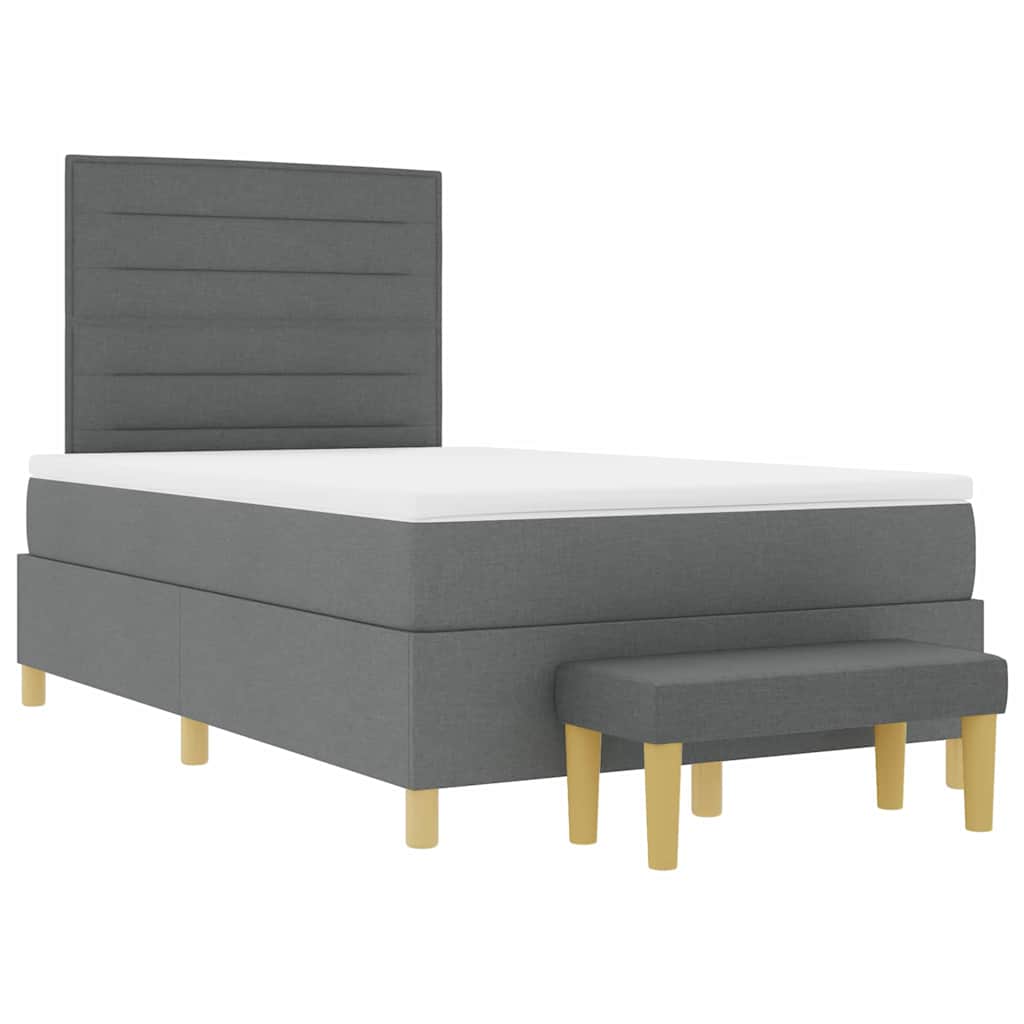 Boxspringbett mit Kopfteil Dunkelgrau 200 x 120 cm Stoff