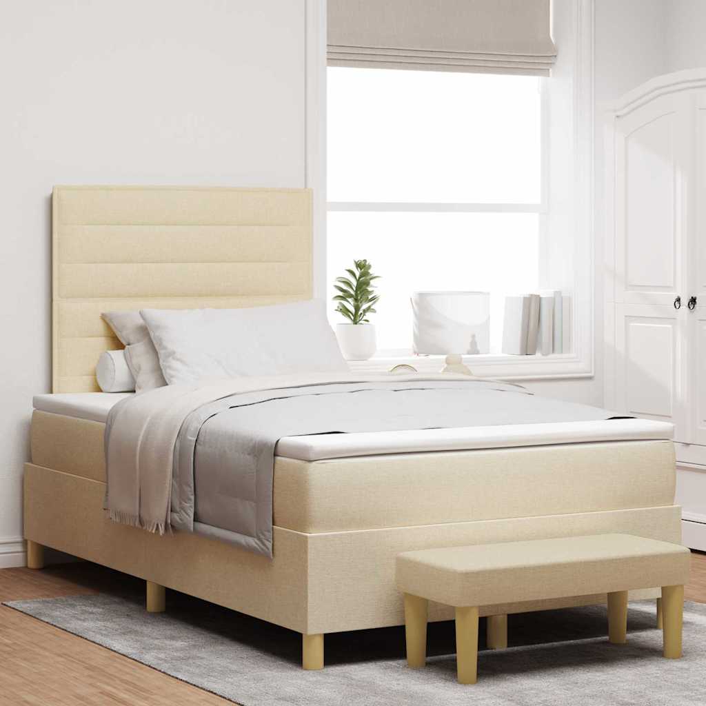 Boxspringbett mit Kopfteil Creme 200 x 120 cm Stoff