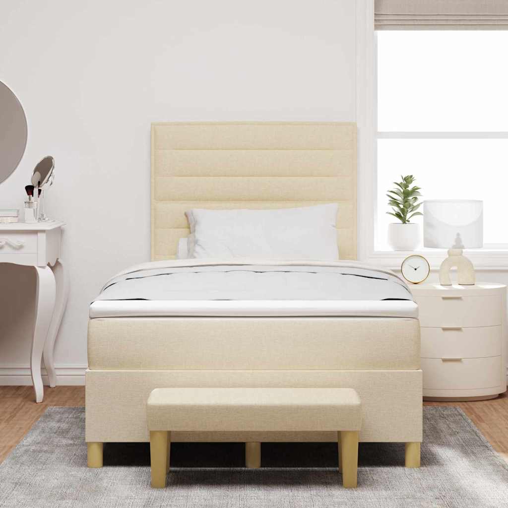 Boxspringbett mit Kopfteil Creme 200 x 120 cm Stoff