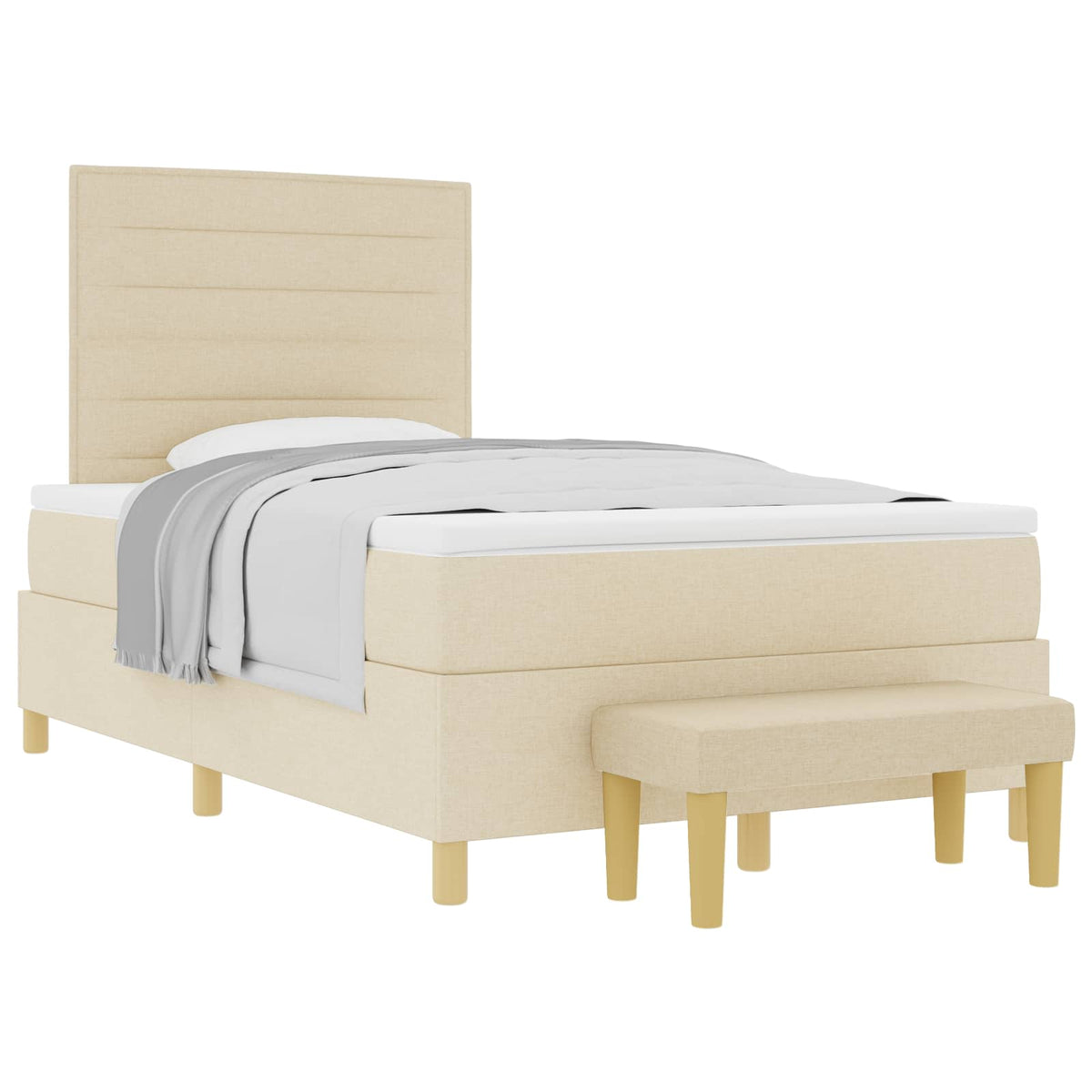 Boxspringbett mit Kopfteil Creme 200 x 120 cm Stoff