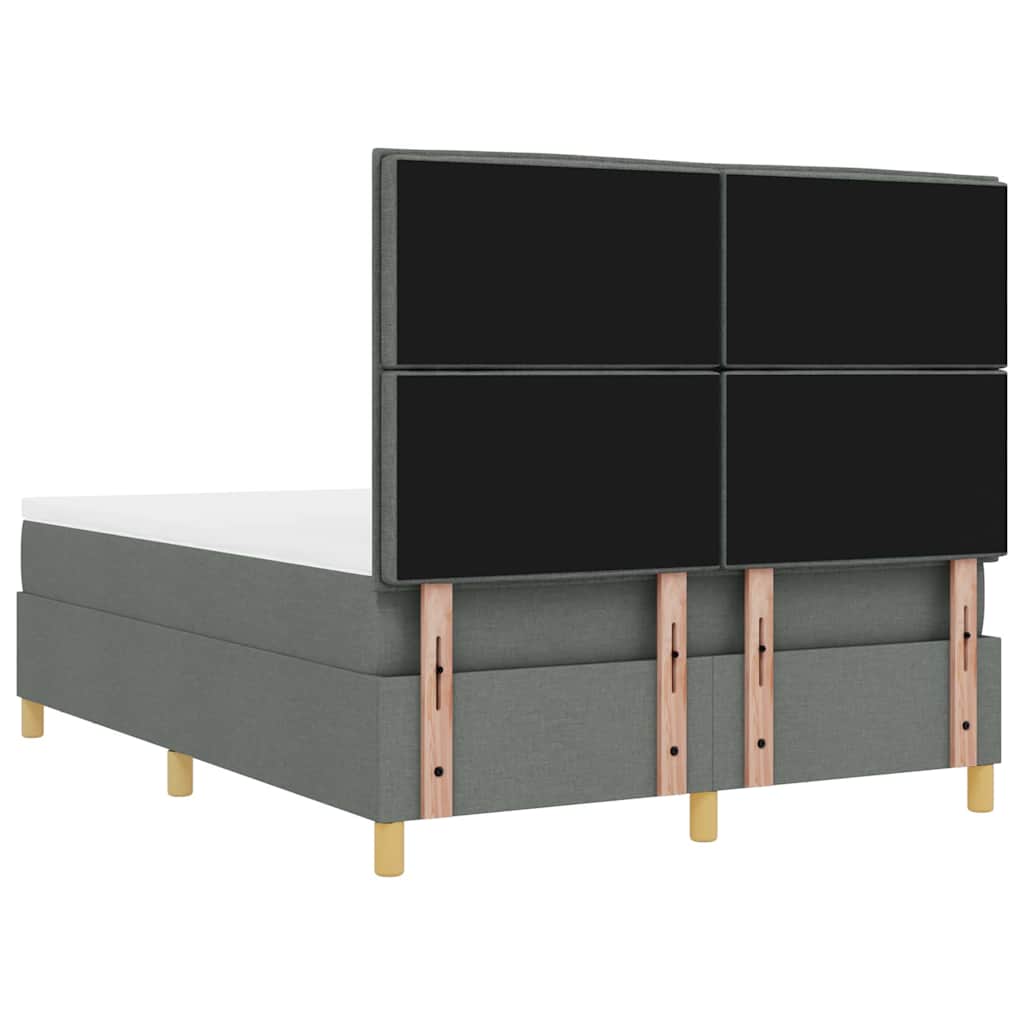 Boxspringbett mit Kopfteil Dunkelgrau 190 x 140 cm Stoff