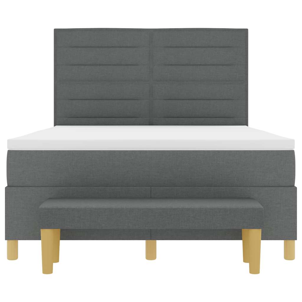 Boxspringbett mit Kopfteil Dunkelgrau 190 x 140 cm Stoff
