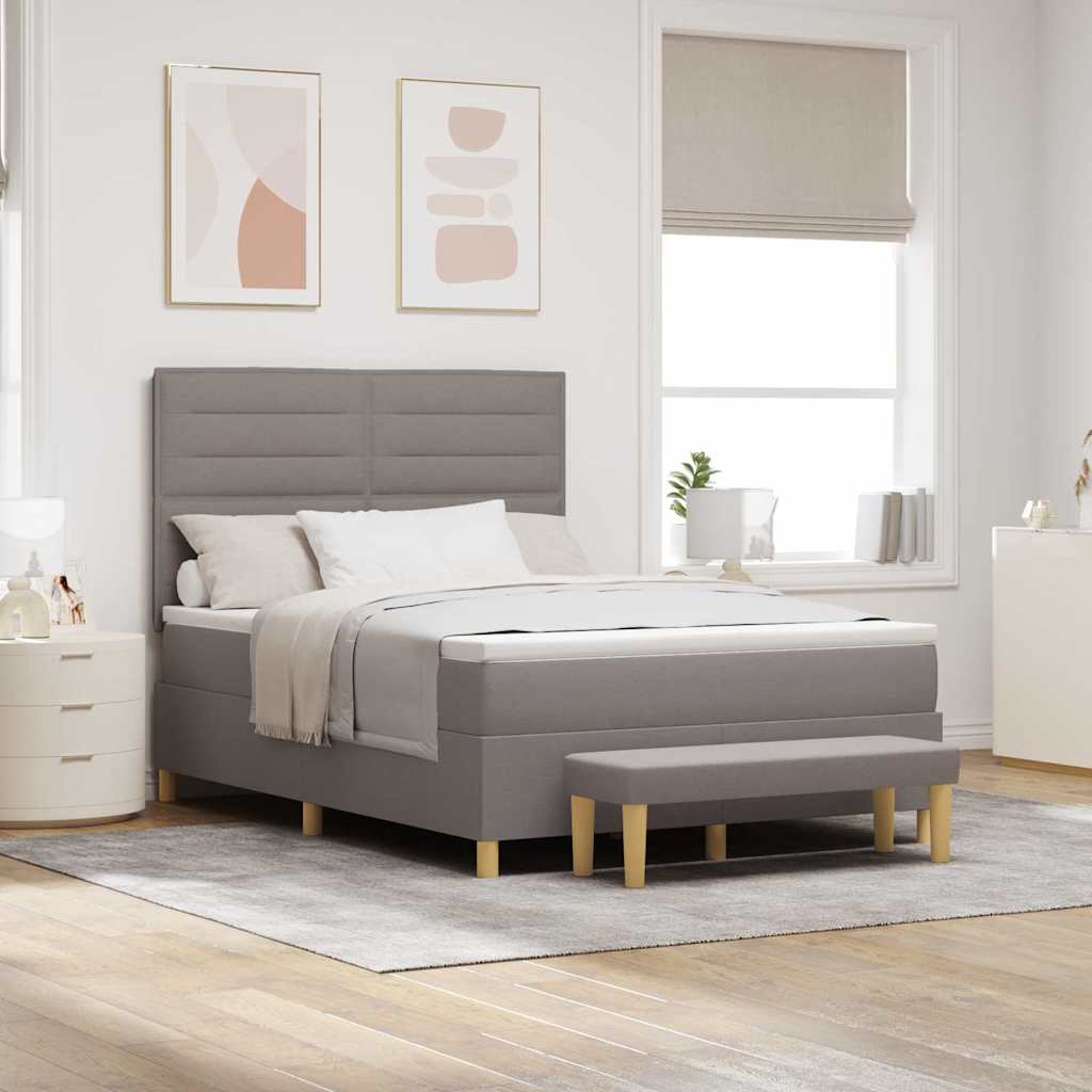Boxspringbett mit Kopfteil Taupe 190 x 140 cm Stoff