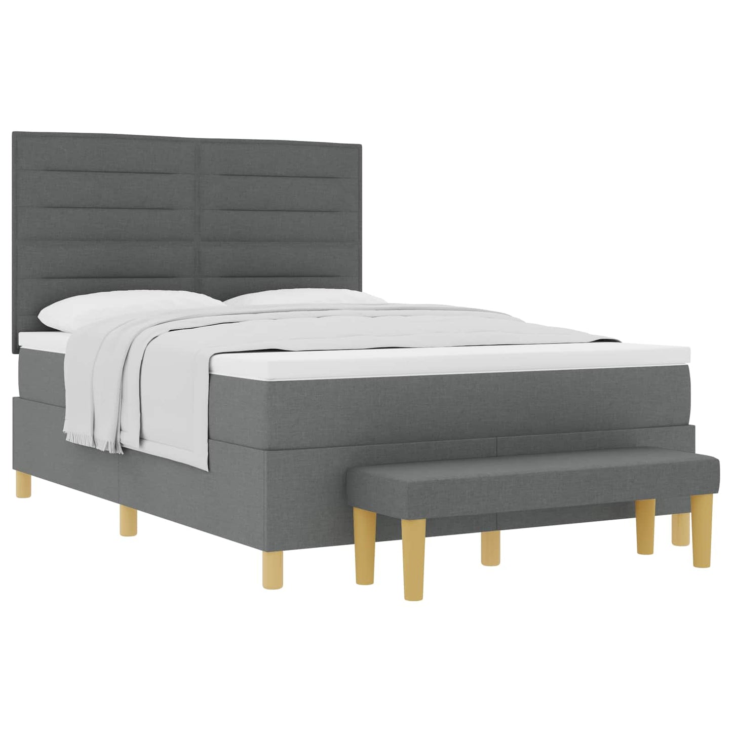 Boxspringbett mit Kissen Dunkelgrau 200 x 140 cm Stoff