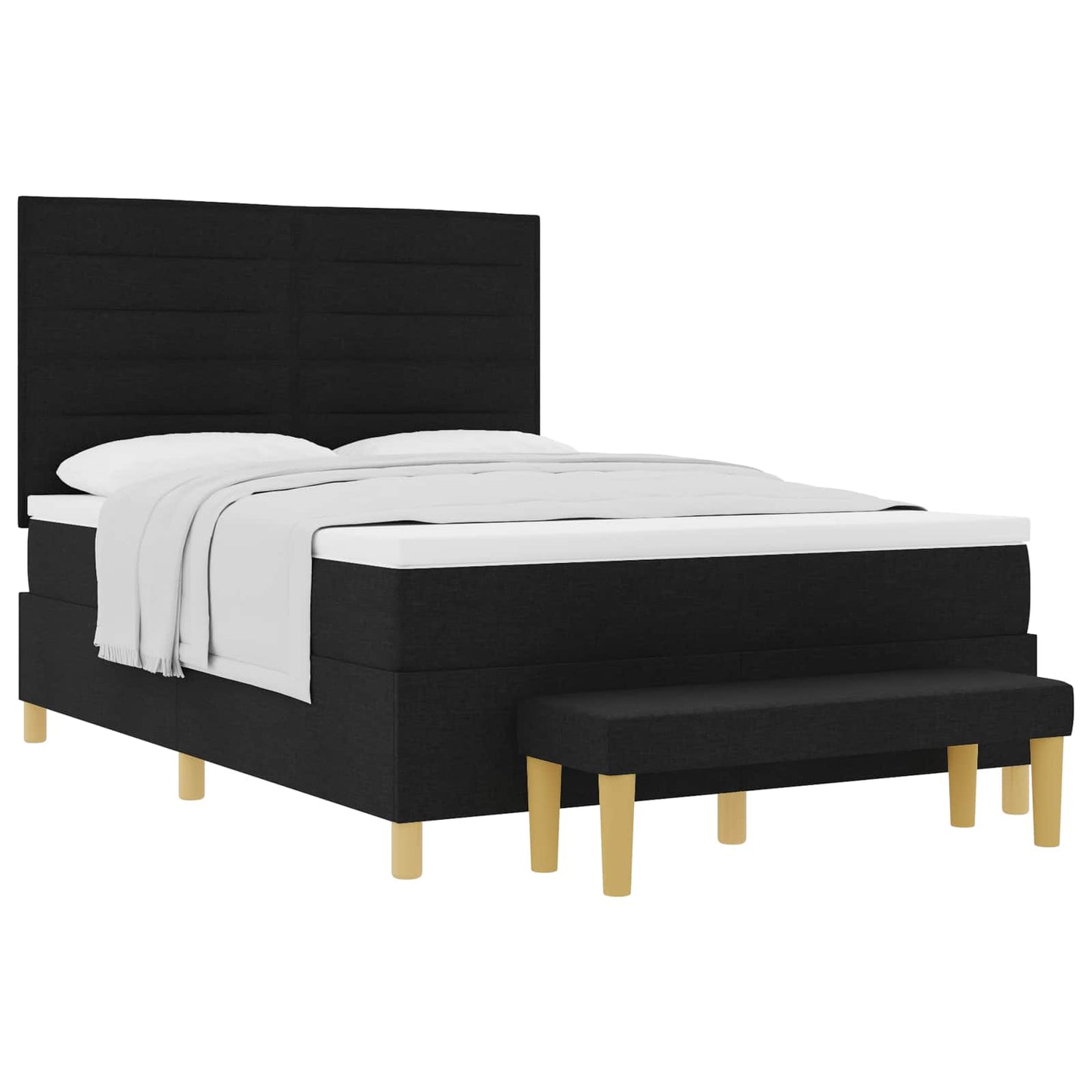 Boxspringbett mit Kopfteil Schwarz 200 x 140 cm Stoff