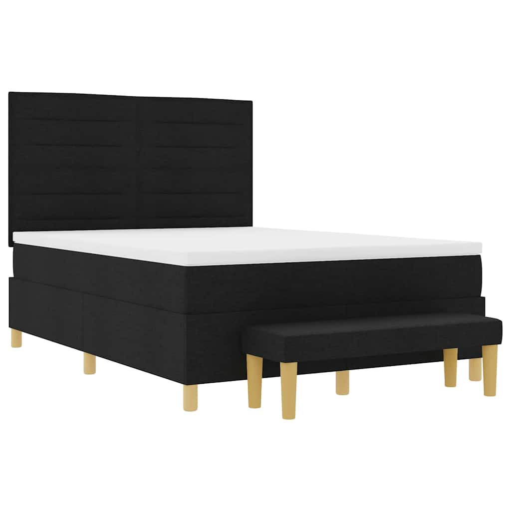 Boxspringbett mit Kopfteil Schwarz 200 x 140 cm Stoff