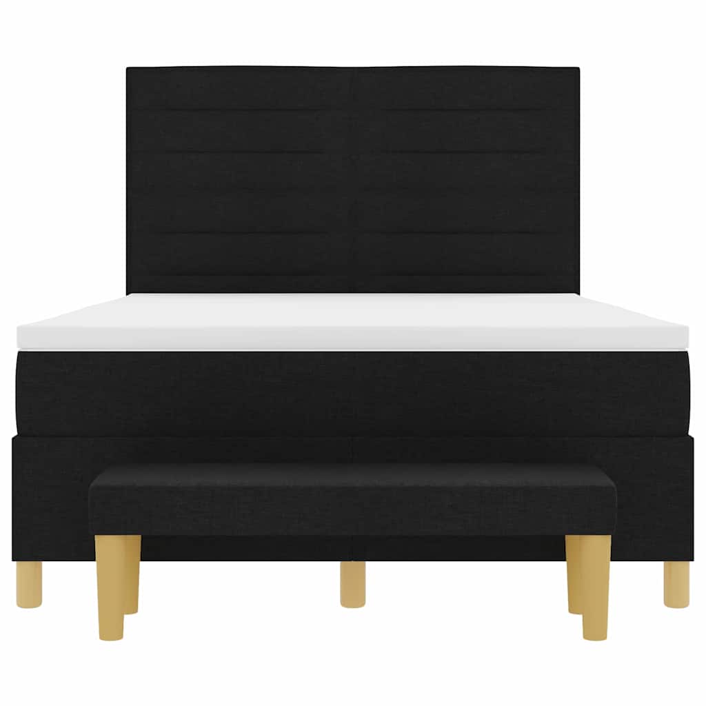 Boxspringbett mit Kopfteil Schwarz 200 x 140 cm Stoff
