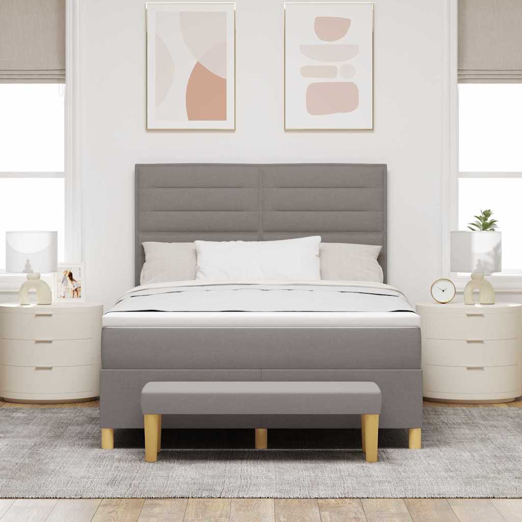 Boxspringbett mit Kopfteil Taupe 200 x 140 cm Stoff
