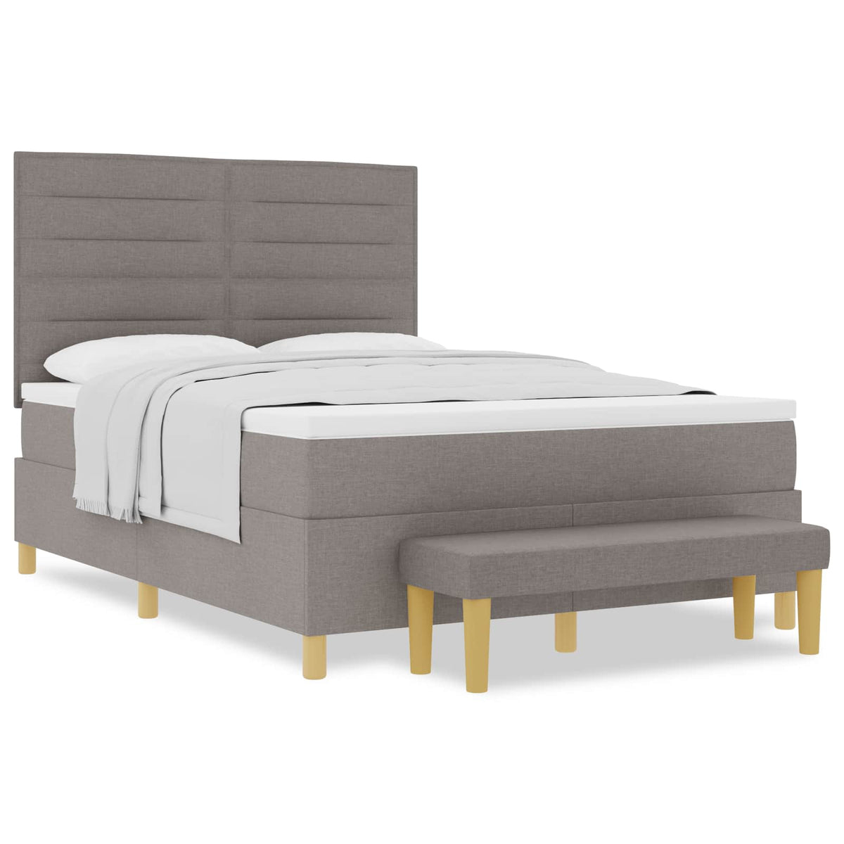 Boxspringbett mit Kopfteil Taupe 200 x 140 cm Stoff