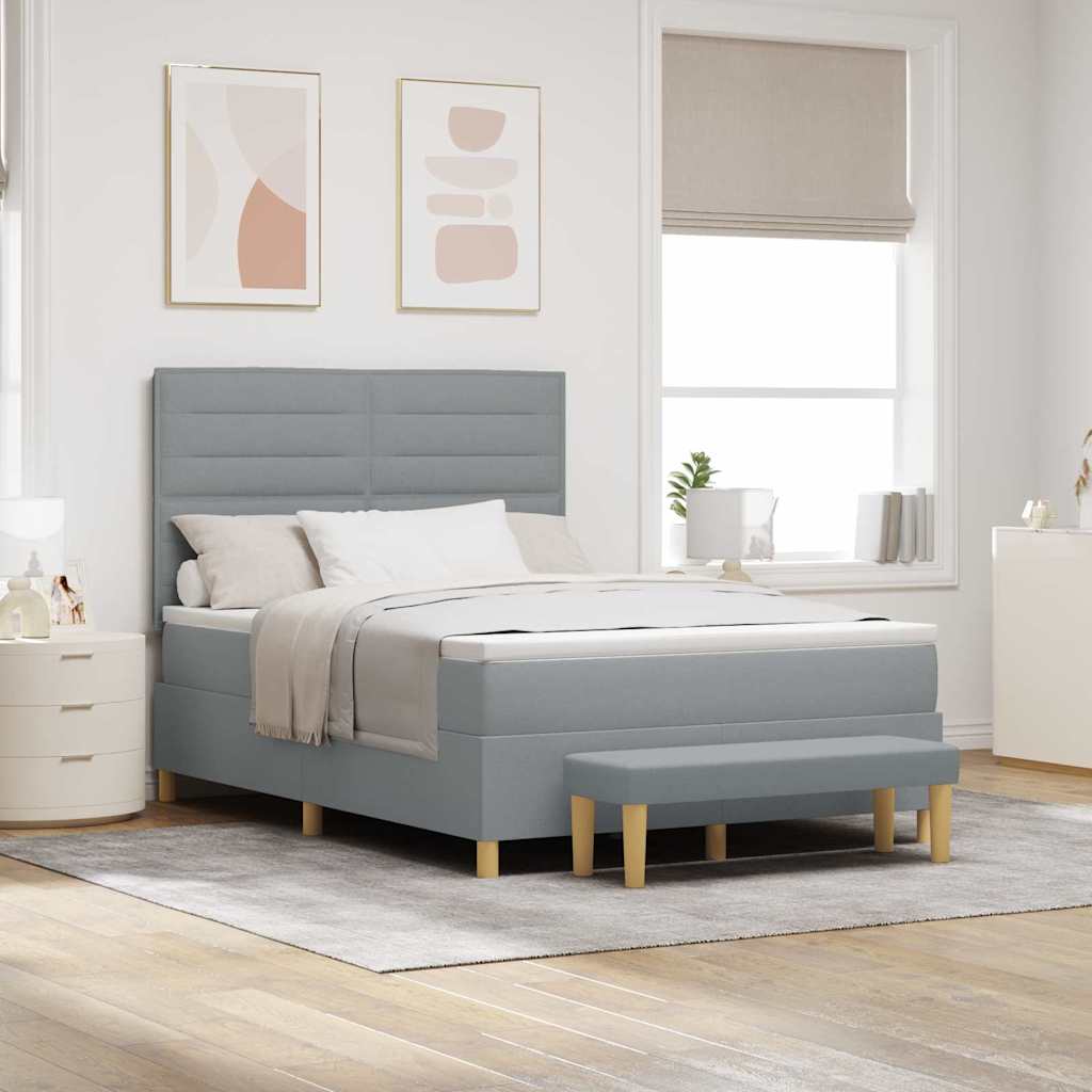 Boxspringbett mit Kissen Hellgrau 200 x 160 cm Stoff