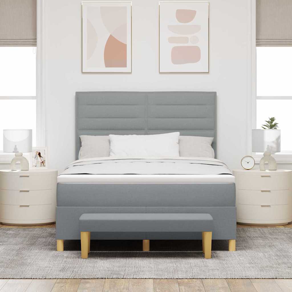 Boxspringbett mit Kissen Hellgrau 200 x 160 cm Stoff