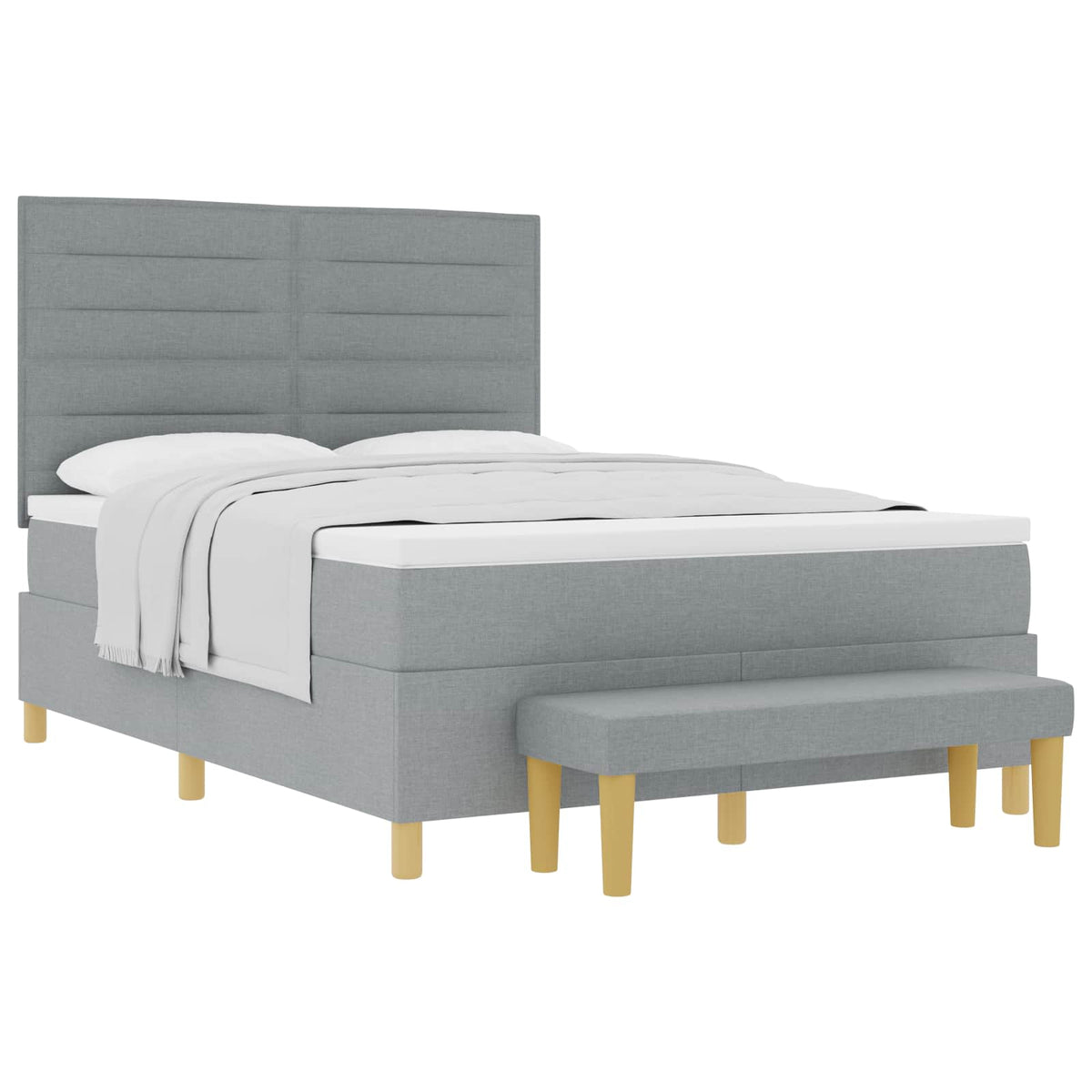 Boxspringbett mit Kissen Hellgrau 200 x 160 cm Stoff
