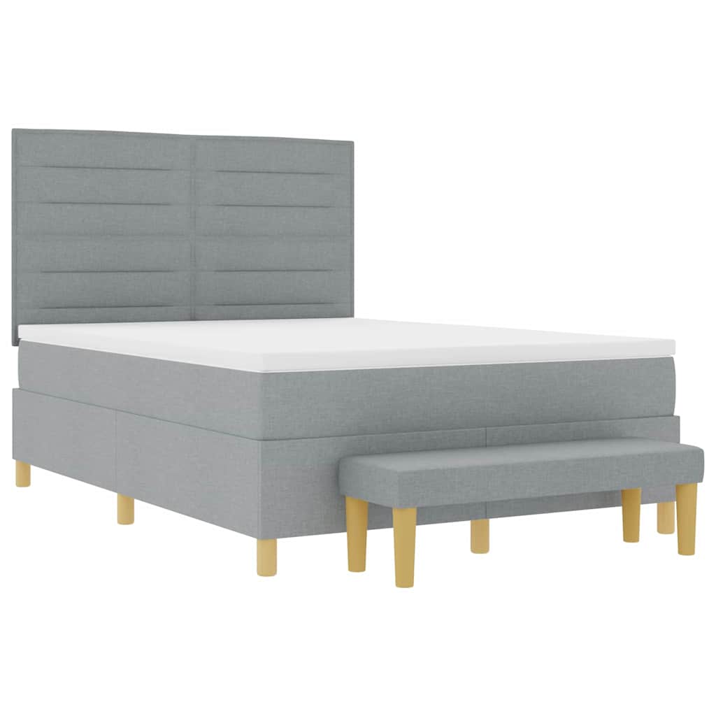 Boxspringbett mit Kissen Hellgrau 200 x 160 cm Stoff