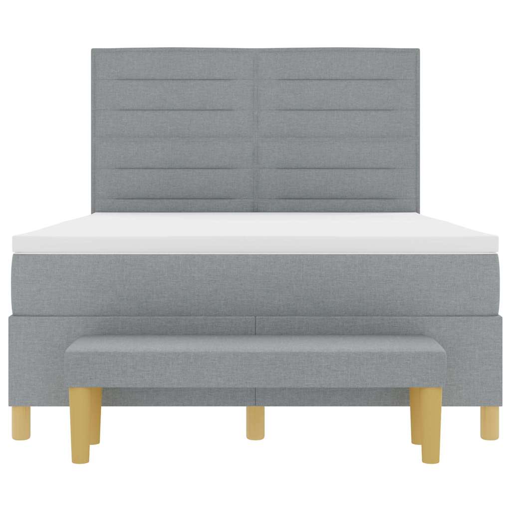 Boxspringbett mit Kissen Hellgrau 200 x 160 cm Stoff