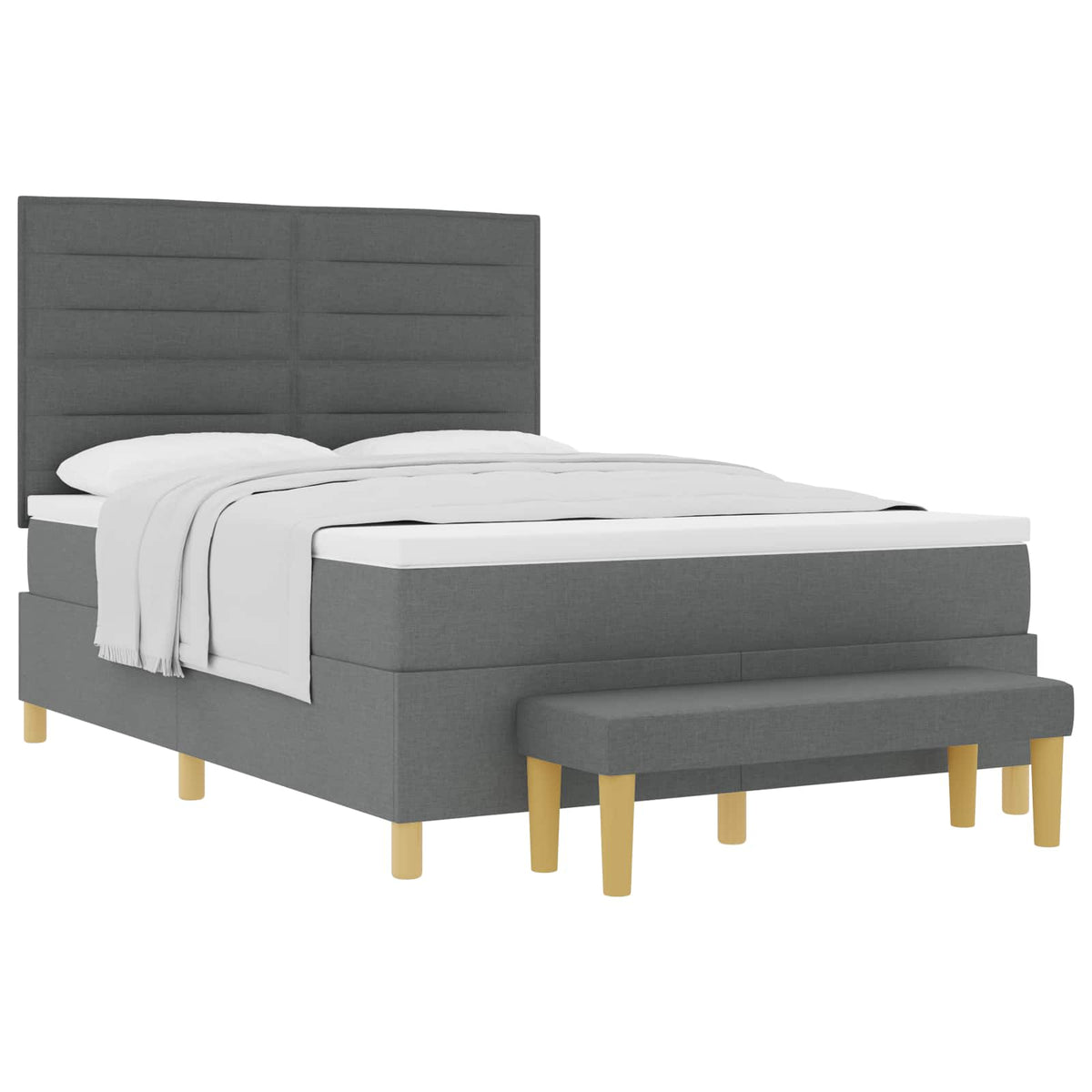 Boxspringbett mit Kissen Dunkelgrau 200 x 160 cm Stoff
