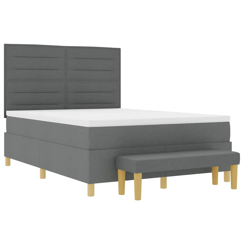 Boxspringbett mit Kissen Dunkelgrau 200 x 160 cm Stoff