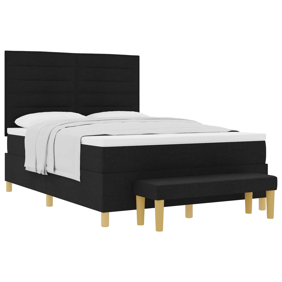 Boxspringbett mit Kopfteil Schwarz 200 x 160 cm Stoff