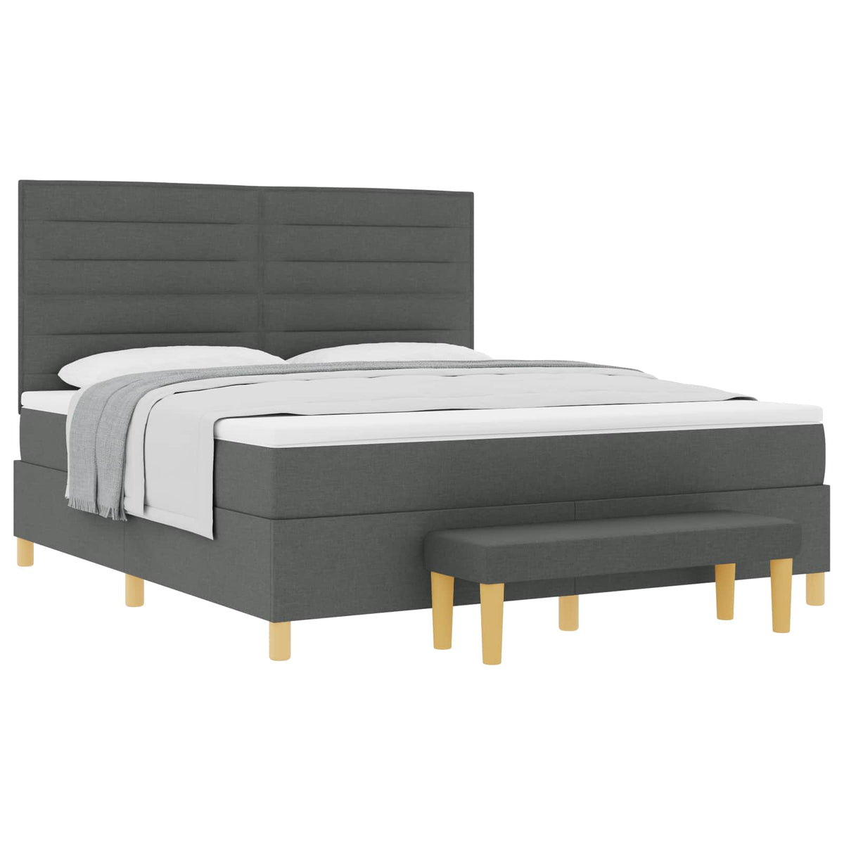 Boxspringbett mit Kopfteil Dunkelgrau 200 x 180 cm Stoff
