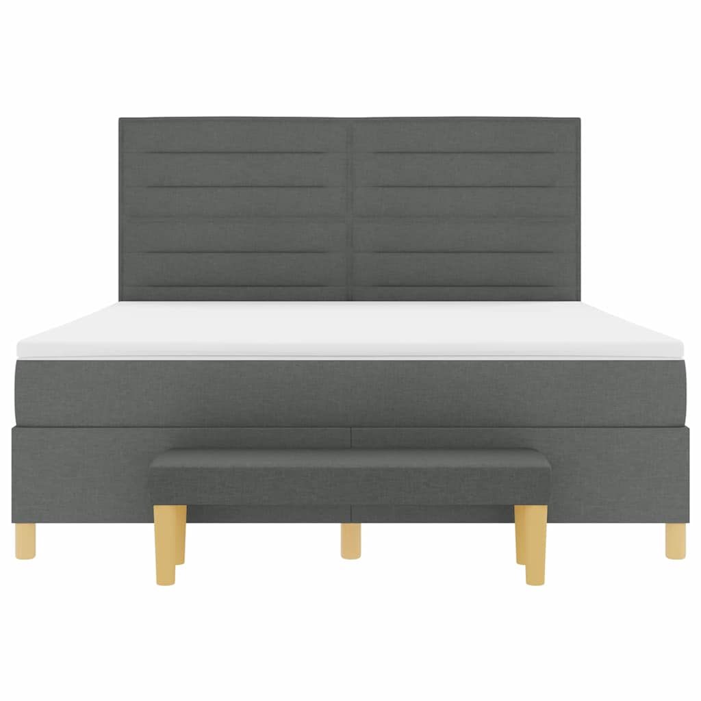 Boxspringbett mit Kopfteil Dunkelgrau 200 x 180 cm Stoff