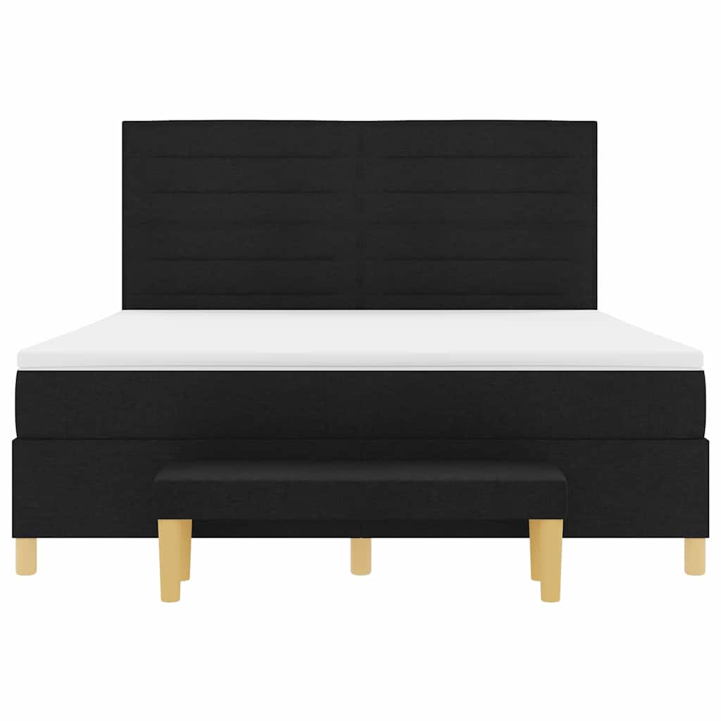 Boxspringbett mit Kopfteil Schwarz 200 x 180 cm Stoff