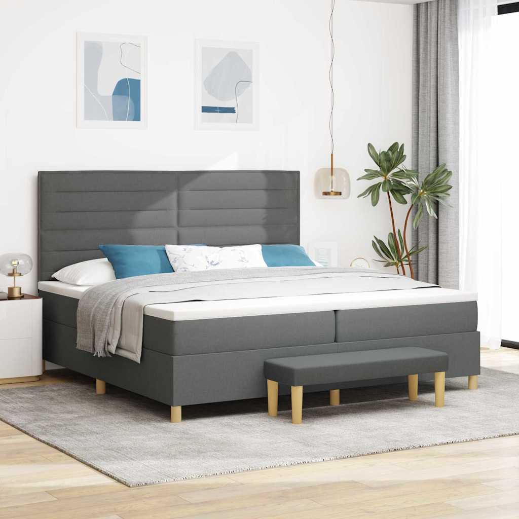 Boxspringbett mit Matratze Dunkelgrau 200 x 200 cm Stoff