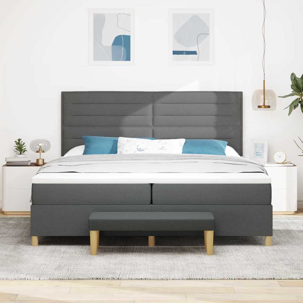 Boxspringbett mit Matratze Dunkelgrau 200 x 200 cm Stoff